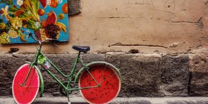 bicycle beside wall